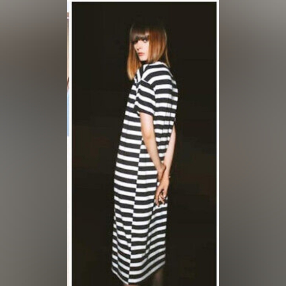 ZARA T-shirt striped long dress. Short sleeves with crew neck. Size S - Picture 2 of 6